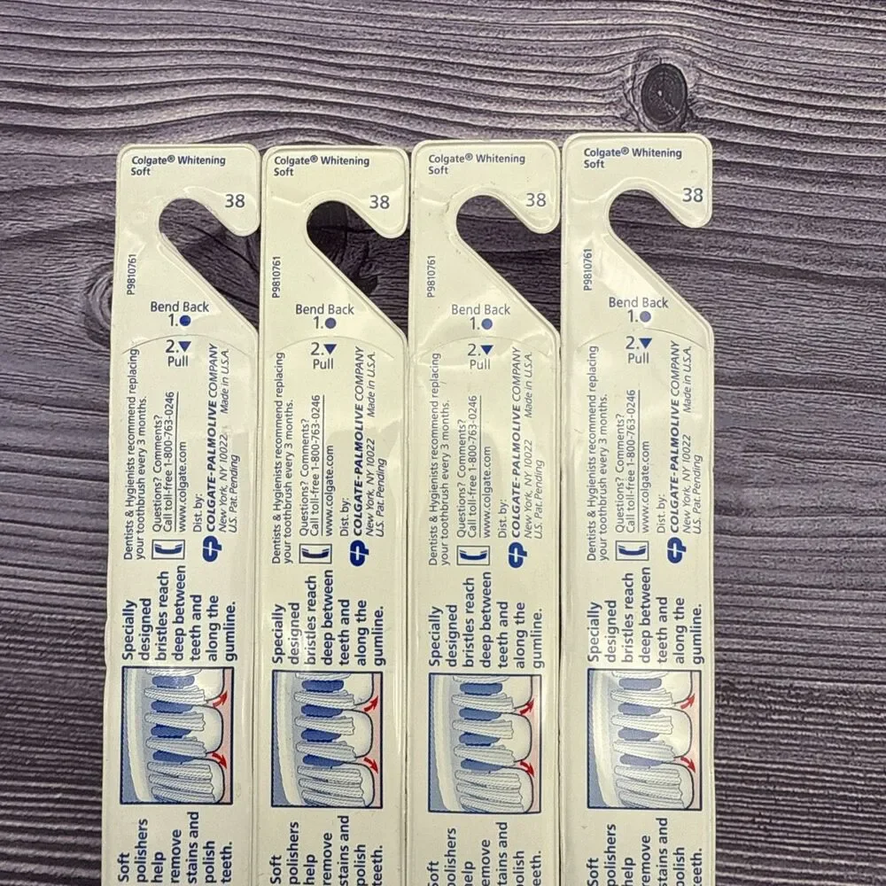4 VTG Colgate Whitening Toothbrush Soft FULL Head (38) with Polishing Insert